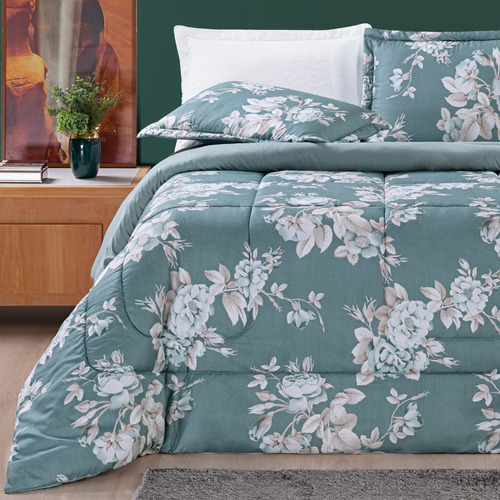 Cobredrom Casal Queen Size Grosso Nyla 200 Fios Floral