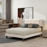 Alazyhome Upholstered Platform Size Bed Frame With Adjustab.