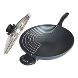 Wok Antiadherente De Diamante Suizo Con Tapa - 12.5 