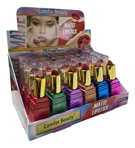 Caja 24 Lip Gloss Matte Mayoreo Set Labiales Tonos Oferta