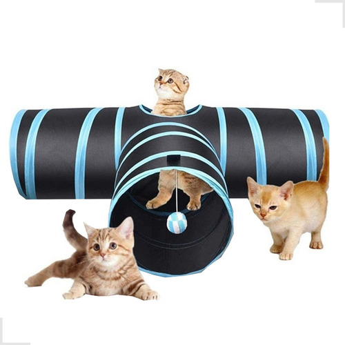 Túnel Brinquedo Gato Formato T Ou Y  Dobrável Com 3 Saídas 