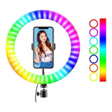 Aro Luz Led Rgb Colores 26 Cm Soporte Rosca Celular Skyway