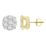 Aretes Tuerca Oro Amarillo 10 Quilates Con Diamantes Natural