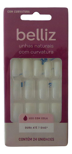 Unhas Postiças Naturais Com Curvatura Belliz C/24 Unidades