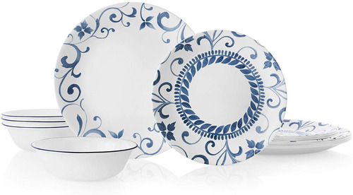 Vajillas Corelle, De Vidrio, Resistente, Set De 12 Piezas