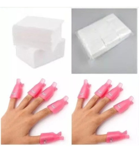 Kit Extractor De Uñas Permanente. Pinzas + Papel Sin Pelusas