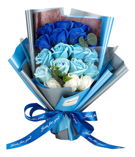 Ramo De Flores, Jabón, Rosa, Flor Falsa, Decoración Azul