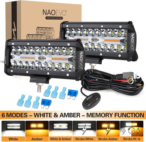 Naoevo Barra De Luz Led Estroboscópica De 7 Pulgadas, 6 Modo