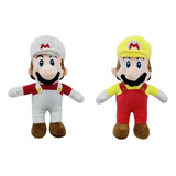 Set 2 Peluches Mario Bros Alternativos Bco-amarillo De 27 Cm