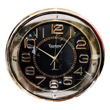 Reloj Pared Grande Redondo 42cm Mural Decorativo Silencioso Color De La Estructura Dorado - 276008 Color Del Fondo Negro - 276008