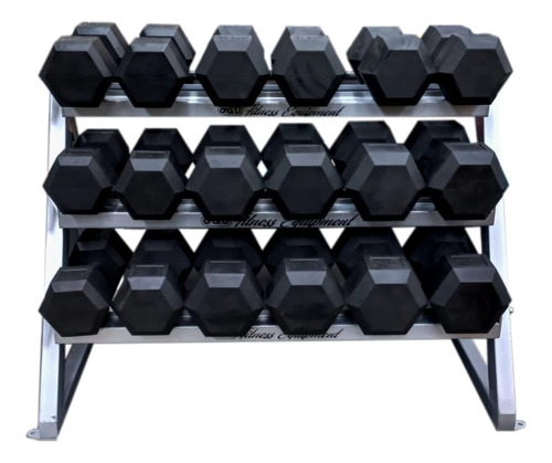 Racks Con 9 Pares Mancuernas Hexagonales (30 Kg A 50 Kg)