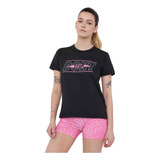 Polera Mujer Deportiva Fun Lettering Negro Corona