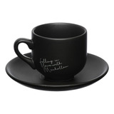 Jogo 6 Xícaras Café 90ml Porcelana Preto Manhattan Hauskraft