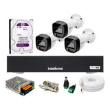 Kit 3 Cam Intelbras Full Color Dvr 4ch Full Hd 1t Wd Purple