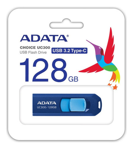 Memoria Usb-c Adata Uc300 128gb 100mb/s 3.2 Gen 1 Color Azul Liso