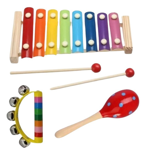 Juguetes De Madera Instrumentos Musical Pack 3 Xilófono