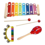Juguetes De Madera Instrumentos Musical Pack 3 Xilófono