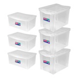 Organizador Plástico 3 Un 30l + 3 Un 65l Transparente Ordene