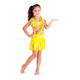 Roupa De Carnaval Infantil Feminina Havaiana Floral Com Nf