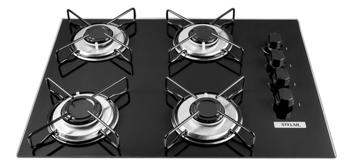 Cooktop A Gas 4 Bocas Stelar Nivus Preto Bivolt