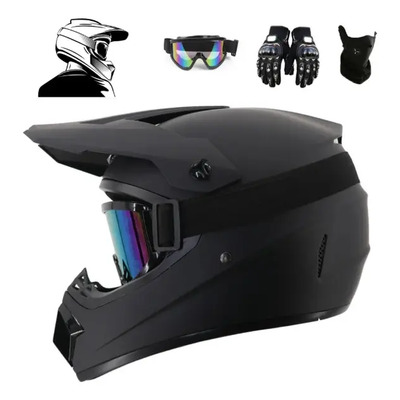 Casco Para Motocross Certificado Dot + Abs Gogles + Regalo Negro Xl | Envío gratis