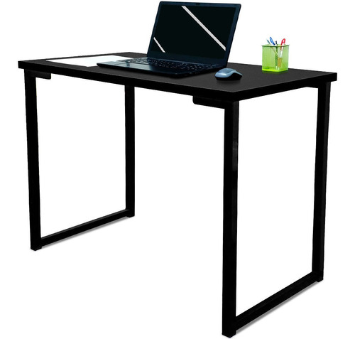 Mesa Para Escritório Estilo Industrial Mdf 120cm Ny Preta Cor Preto