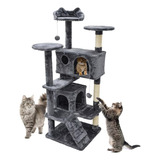 Torre Rascador Para Gatos Con 2 Cajas Plegables Gris