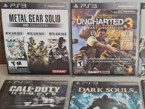 Lote 5 Jogo Ps3 Dark Souls Uncharted Metal Gear Cod Original