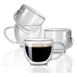 Bnunwish Juego De 4 Tazas De Café Expresso De Vidrio De Dobl