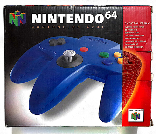 Controle Azul Nintendo 64 Na Caixa Gradiente. 