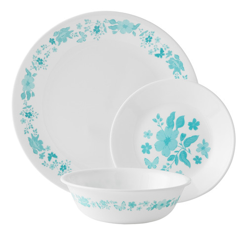 Set De 12 Piezas Corelle Color Verde Azulado Por The