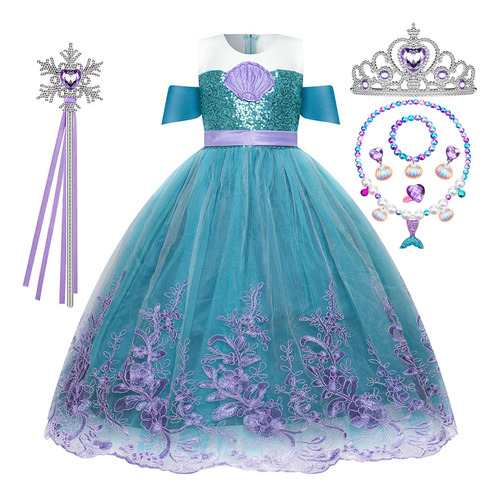 Disfraz De Princesa Sirena,disfraz Sirena Con Accesorios Vestidos Niña Princesa Vestido De Fiesta Para Niñas