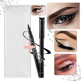 Kit Delineador Liquido + Strass Autoadhesivo Make Up Fiesta