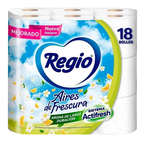 Papel Higiénico Regio Aires De Frescura Doble Hoja 18 Rollos