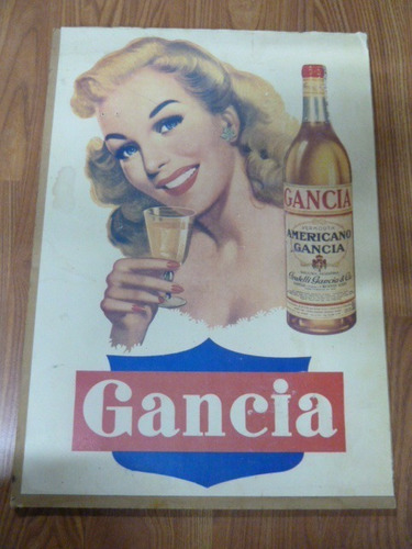 Antiguo Cartel Afiche De Gancia Original Americano Bebida 