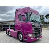 Scania R460 6x2 Ano 2024 Roxo Susp. Ar Teto Alto Trucado 460