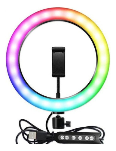 Kit 10 Polegada Colorido Ring Light Rgb Led Anel Luz 26 Cm