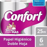 Papel Higienico Confort Doble Hoja 25mts X 6 Rollos