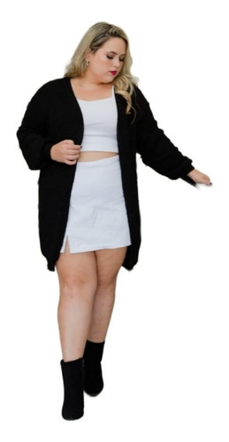 Cardigan Feminino Aberto Sobretudo Tricô Plus Size Exg 50,54