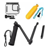 Kit Caixa Estanque Gopro 9/10 Flutuante Bastao 3 Way Acessor