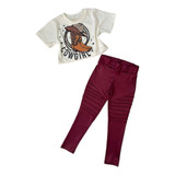 Roupa Infantil Modinha Conjunto Tshirt Boiadeira Calça Cirrê