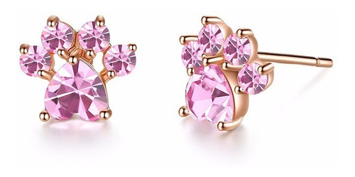 Aros Patitas Rosa Plata Fina 925 Baño Oro Rosa Regalo Mujer