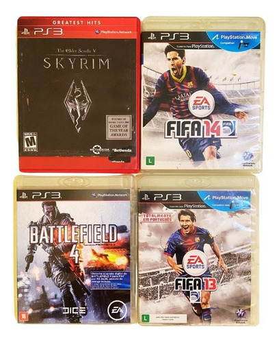 4 Jogos Ps3 (fifa 13 + Fifa 14 + Battlefield 4 + Skyrim)