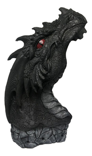 Incensário Cabeça De Dragão (preto) 25cm Resina