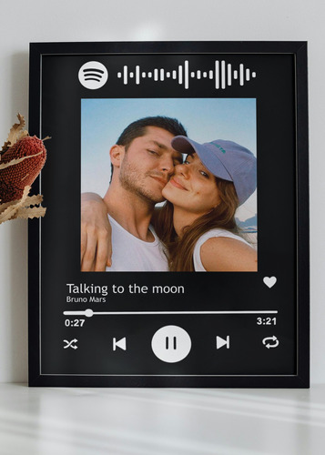 Quadro Spotify Com Moldura - Personalizado Qr Code Presente