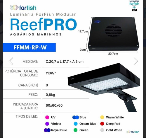 Vende-se Luminária Forfish Marinho Modular Reef Pro