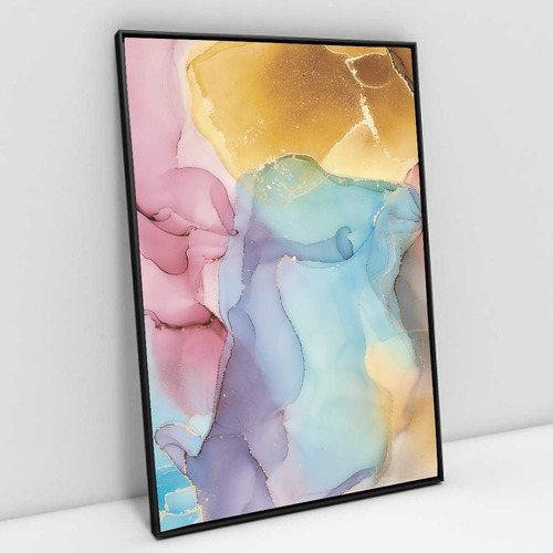 Quadro Decor Em Canvas Abstrato 2 - Moldura Preta 90x60cm