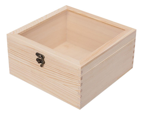 Z Caja De Madera Joyero Vitrina Con Tapa De Vidrio Con X