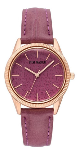 Reloj Steve Madden Dama - Correa De Piel Color Rosa-morado