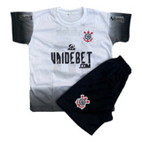Conjunto Infantil E Juvenil Corinthians Novo Shorts Camisa